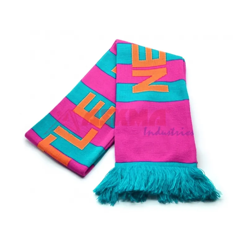 OEM personalizado de punto bufanda de fútbol de invierno bufanda larga