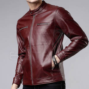<b>Men's</b> <b>Summer</b> OEM Service Flop Leather Canvas <b>Jacket</b> with Stand Collar Full Sleeves Waterproof & Reversible Made in Pakistan - Product Image 2