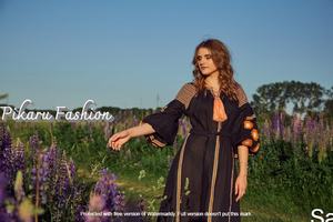 Robe de mariée traditionnelle indienne brodée pour femmes longueur Midi manches bouffantes tissé Style de créateur naturel durable lavable - Product Image 6