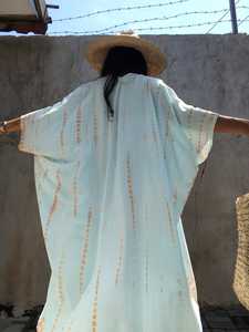 Kimono teint à la main veste vacances Boho coupe ample veste plage couvrir été Kimono Design décontracté femmes Kimono Cardigan en vrac - Product Image 2