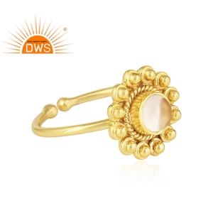 Wholesale Floral Gold <b>Plated</b> <b>Silver</b> Jewelry Supplier Ring Citrine Gemstone Adjustable Ring Jewelry Wholesaler - Product Image 2