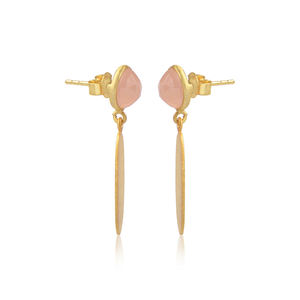 Boucles d'oreilles pendantes en calcédoine Rose naturelle, bijou fantaisie en argent Sterling 925, plaqué or, vente en gros, offre spéciale - Product Image 3