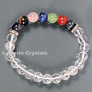Best Value of Clear Crystals With Seven chakra 8 mm <b>Bracelets</b> : Clear Crystals With Seven chakra 8 mm <b>Bracelets</b> For Sale - Product Image 1
