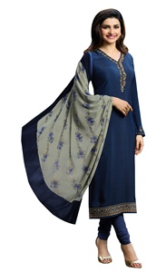 Rajasthani Silk salwar kameez ชุดปาร์ตี้ผ้ามัสลินสำหรับผู้หญิงผ้ามัสลินจากการออกแบบล่าสุดผ้าแฟนซีมาใหม่ - Product Image 5