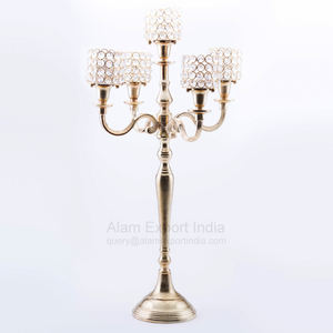 5 brazos decoración del hogar velas cena boda fiesta candelabros de metal retro titular centro de mesa - Product Image 1