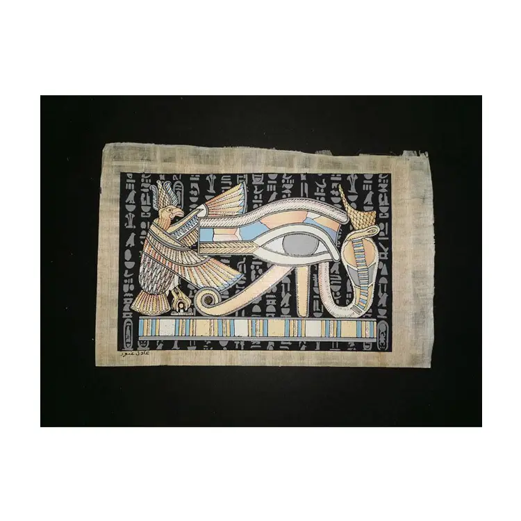 Papel de parede egípcio faraônico/jerogéfico, papyrus, artístico, pintado à mão, brilha no escuro e mudando imagem, papyrus, arte