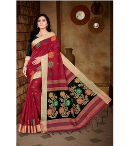Kanchipuram Saree en soie Tenue de fête Mariage indien Dernier créateur Banarasi Sari en coton et soie avec chemisier Vêtements pour femmes Grossiste ethnique - Product Image 6