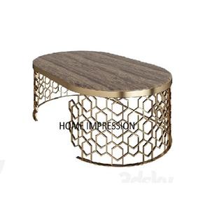 Table Console de luxe en métal noyer, grande Console, centres de Table en métal, décore les centres de Table - Product Image 2