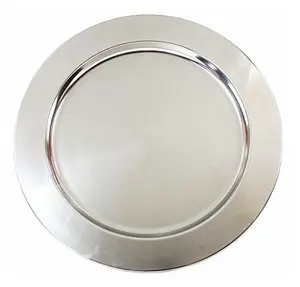 Design De Luxo Rodada Banhado A Níquel Placas De Carregador De Ferro De Metal De Prata Pratos De Placa De Carregador De Metal Polido De Alta Qualidade