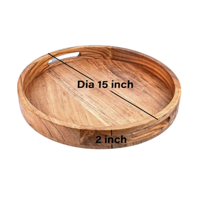 Plateau de service rond en bois de manguier pour la maison, l'hôtel et le mariage pour la restauration rapide et à des fins décoratives - Product Image 2