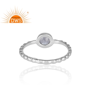Anillo Hecho a Mano en Plata de Ley 925, Joyería Fina, Anillo con Piedra Preciosa de Topacio Azul Corte Redondo Natural, Mayorista de Joyería - Product Image 4