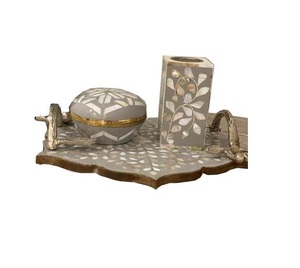 Bandeja para quemador de semillas árabe Oud con incrustaciones de perlas Madre, bandeja para quemador Bakhoor de Dubai, incensario religioso, incrustaciones de hueso, regalo de Ramadán - Product Image 3