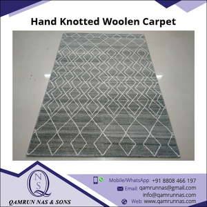 Tapis rectangulaire moderne en laine et soie gris, noué à la main, pour la maison, la prière, la chambre ou le salon, motif géométrique, vente en gros - Product Image 4