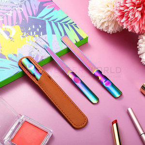 Lime à ongles en acier inoxydable, 3 pièces, avec étui en cuir, lime à ongles avec poignée antidérapante, limes à ongles pour les orteils, kit de manucure - Product Image 6