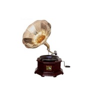 High Quality Solid Brass Antique Gramophone with Black Base for Home Decoration Collectible Musical Gramophone