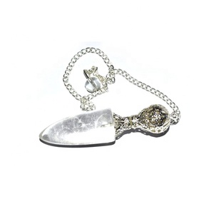 Agate Gemstone Feng Shui Bullet Metal Pendulum with <b>Silver</b> Chains Carved Engraved for Home Decoration - Product Image 1