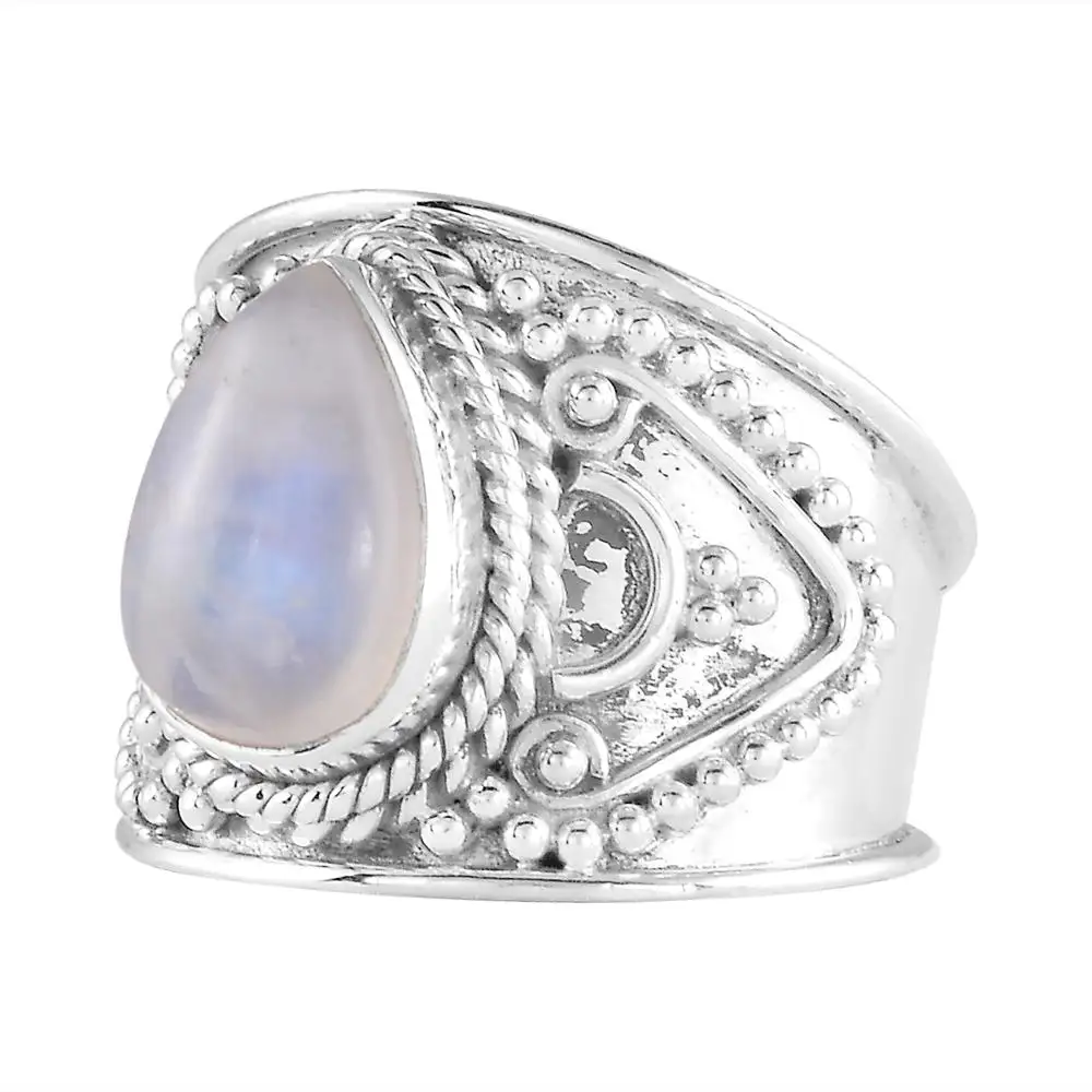 Mùa Xuân Mùa Hè 925 Sterling Silver Ring Bohemian Cổ Điển Antique Oxy Kết Thúc Bezel Set Handmade Bán Buôn Ấn Độ Đồ Trang Sức