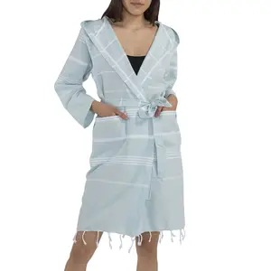 Robes Hooded Bathrobe 100% Organic Cotton Unisex Woven Unisex Turkish Towel Bathrobe With Terry Inside from Turkey