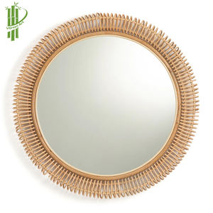 Espejo de pared con marco de madera redondo clásico, decoración colgante, decoración del hogar - Product Image 1