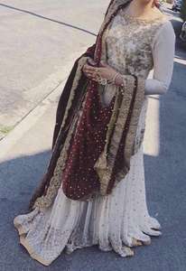 2019 elegante vestido de mujer de talla grande hasta el suelo para bodas y fiestas con trabajo de bordado pesado Dupatta y Zardozi - Product Image 2