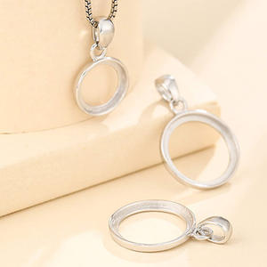 Colgante liso de Plata de Ley 925 con bisel, Gargantilla redonda de 27 MM, accesorios de joyería, venta al por mayor - Product Image 3