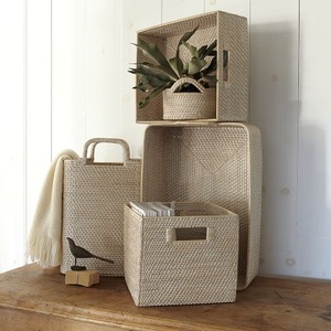 Handicrafts Folding Gift Basket Woven <b>Rattan</b> Baby & Daily Storage Basket <b>With</b> <b>Lid</b> for Laundry Carton Packed - Product Image 2