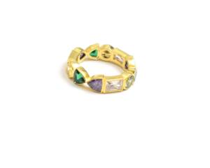 แหวนเซอร์โคเนียทรงลูกบาศก์ชุบทองหลายสี925เหลี่ยมเพชรพลอยแฮนด์เมดสวยงามสำหรับเป็นของขวัญแต่งงานสำหรับเธอ - Product Image 3