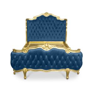 Cadres de lit bleus de style français en bois d'acajou - Product Image 2