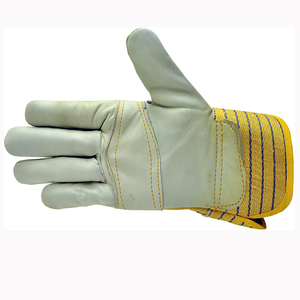 Guantes de trabajo de cuero Premium para hombre, con doble palma de algodón, goma trasera, de seguridad, a precio barato - Product Image 1