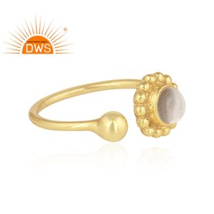 Bague en cristal de quartz Fabricant de bague en pierre précieuse Design antique Plaqué or 18 carats Argent 925 Bague pour fille Bijoux Collection classique - Product Image 2