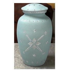 Urnas de cremación grandes para adultos con diseño de metal cortado con diamante Suministros funerarios duraderos para nicho Columbario y almacenamiento de cenizas humanas - Product Image 1