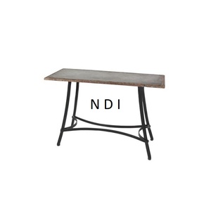 Suministros para restaurantes Muebles Mesa de centro Mesa de esquina de metal decorativa grabada a mano Parte superior de madera - Product Image 1