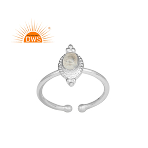 Anillo apilable de piedra de Luna arcoíris Natural de plata de ley fina superventas para fabricante de joyería de mujer - Product Image 1