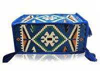 Ensemble de coussins de sol d'angle nomades anatoliens bleus brodés géométriques pour adultes, garnissage en mousse haute densité 22