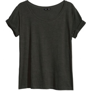 T-shirt unisexe en coton/fibre de bambou à col en V, tricoté, faible MOQ, décontracté, avec logo imprimé personnalisé et caractéristiques écologiques - Product Image 6