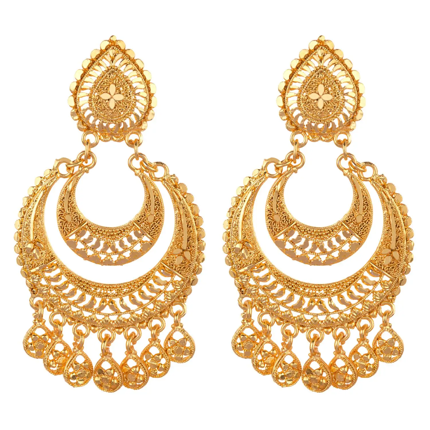 Indian Bollywood Tassel Dangle Chandelier Wedding Bridal Earrings Set Jewelry