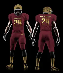 2022 uniformi di football americano della gioventù di sublimazione progettate su misura di alta qualità affrontare i pantaloni integrati della maglia del twill