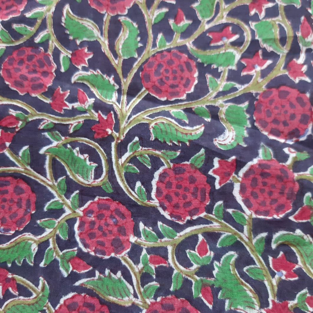 Wholesale Custom Wooden Block Printed Cotton Fabric Sewing Crafting Garments, Bags & Home Bedding Accessories Making Raw Fabric