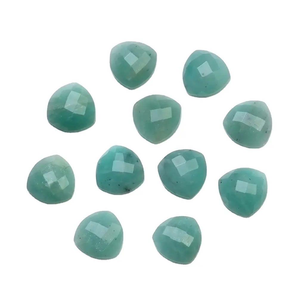 Kualitas Terbaik alami 12mm mulus belakang datar triliun bentuk hijau Amazonite perhiasan membuat batu permata longgar Cabochon