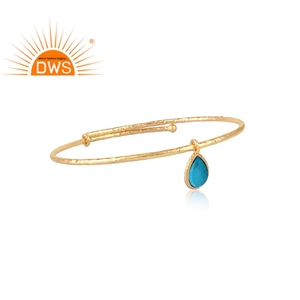 Pulsera de plata de primera ley con forma de turquesa, brazalete abierto, plata esterlina 18k, oro amarillo, 18k - Product Image 2