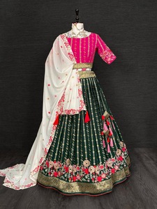 การเย็บปักถักร้อยแบบตาข่ายสำหรับเจ้าสาว,การผลิต Lehenga จากปากีสถาน - Product Image 3
