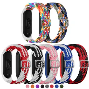 Nylon strap for xiaomi mi band 3/4/5/6 strap with nylon braided adjustable buckle elastic straps xiaomi my band 5 6