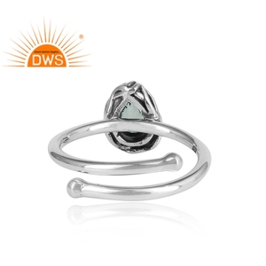 Oxidized 925 Sterling Silver Natural Blue Topaz Gemstone <b>Adjustable</b> <b>Ring</b> Jewelry For Women Gift For Her - Product Image 5