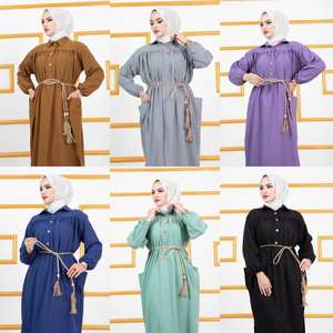 Nouvelle saison femmes modeste islamique Viscose Abaya caftan tunique Kimono Hijab dubaï arabe musulman mode turque qualité qualité - Product Image 5