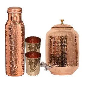Hammered Copper Water Dispenser Set Supplier from India