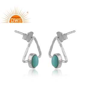 Arizona Turquoise Gemstone Boucle D'oreille En Gros Fine Jewelry Nouveau Design 925 Boucles D'oreilles En Argent Pour Les Filles Dainty Collection - Product Image 2