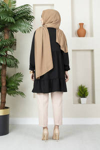 Tunique à motif froncé pour femmes, vêtements islamiques, à volants, tunique voile, mode Abaya, Hijab modeste, nouvelle collection 2022 - Product Image 3