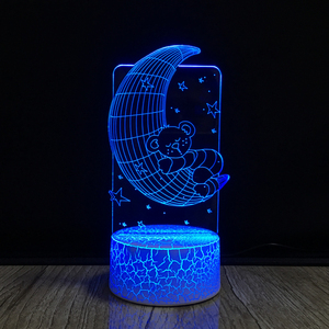 Lámpara de escritorio con USB, luz LED 3D, Luna, oso, ilusión óptica, cambio de 7 colores - Product Image 5