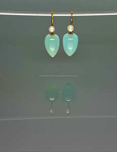 925 sterling argent aqua calcédoine pierres précieuses boucles d'oreilles - Product Image 2