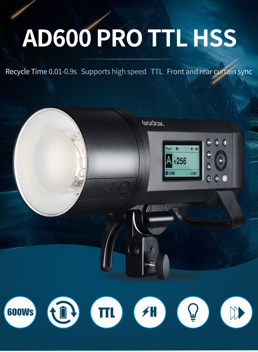 Godox AD600 Pro WITSTRO All-in-One Outdoor Flash AD600Pro Li-on Battery TTL HSS with Built-in 2.4G Wireless X System